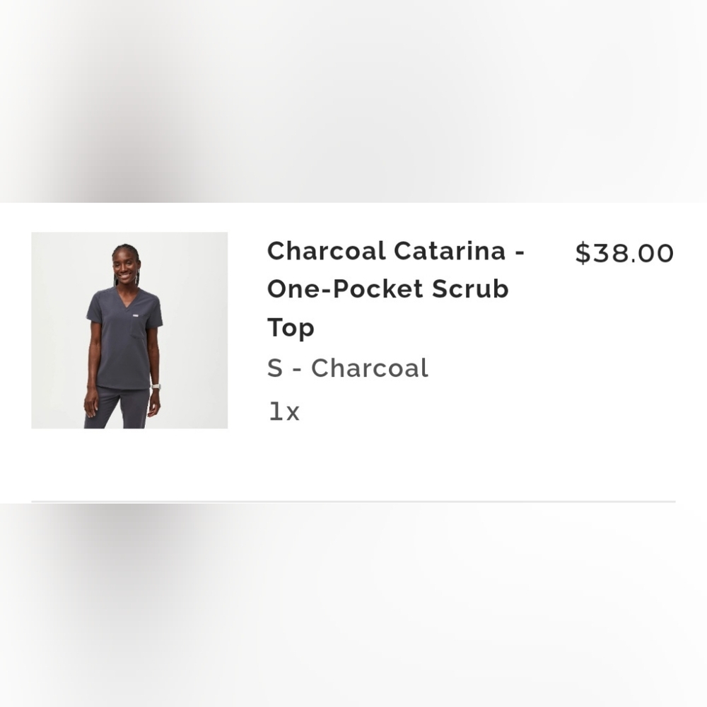Charcoal Catarina - One-Pocket Scrub Top S - Charcoal